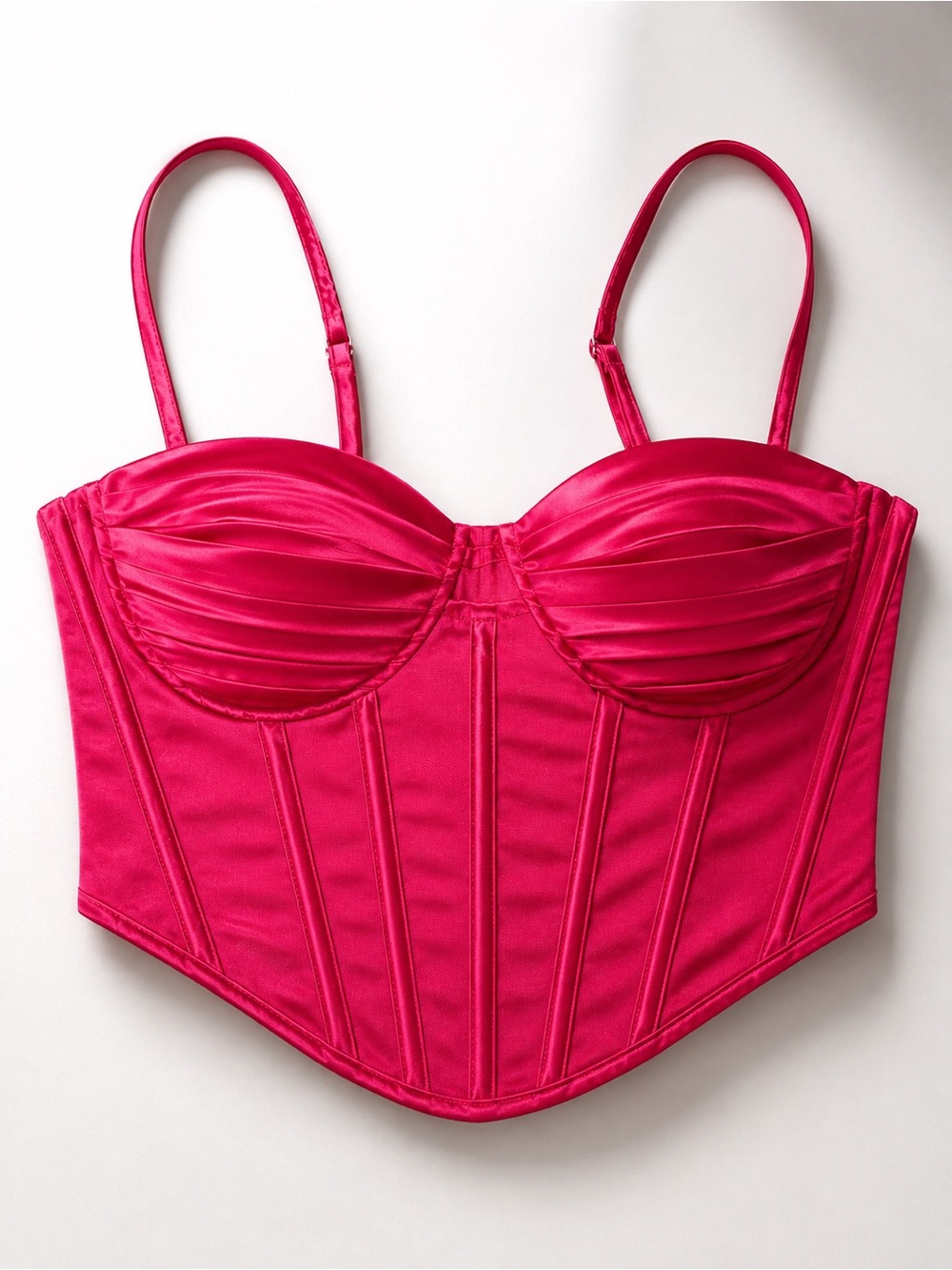 Say What? Hot Pink Satin Bustier Crop Top